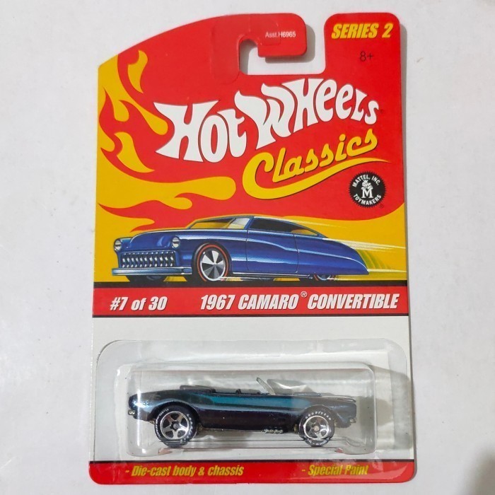 Hotwheels 1967 67 Camaro Convertible blue Classics 2007 open hood