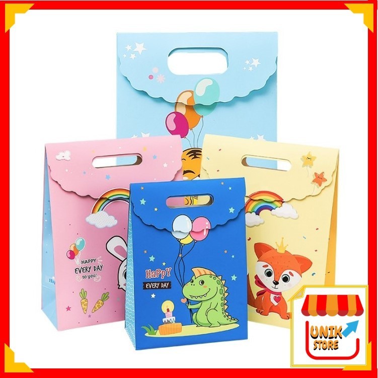 

UNIK - 1201 Tas Ulang Tahun Karakter / Paper Bag Animal / Goodie Bag / Kantong Penyimpanan Kado