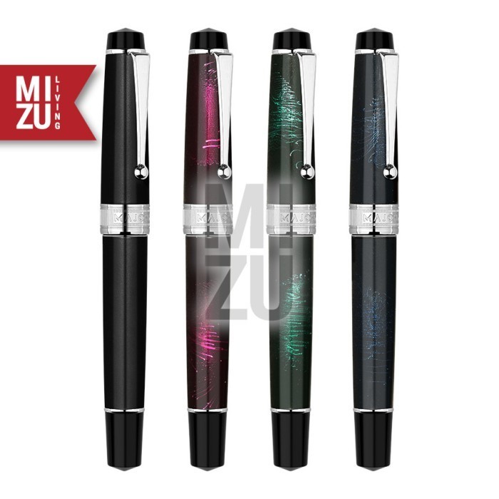 

58FED~ Best Quality MAJOHN Moonman T5 FIREWORKS Piston Fountain Pen Ink Window Metal Body - PURE BLACK, EF Nib