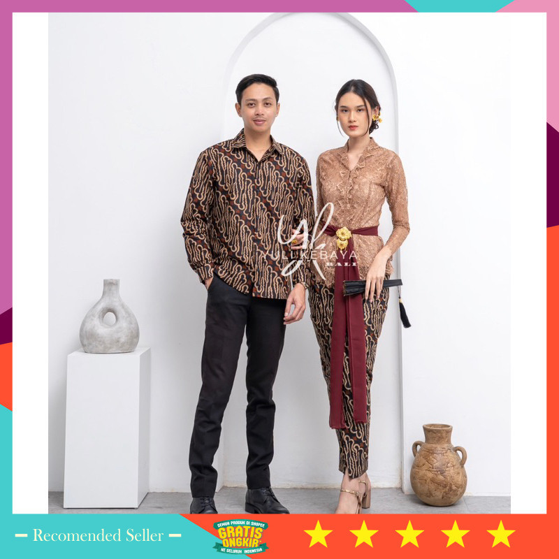 Kebaya Viral Keren Model Terbaru Kekinian / Set Kebaya Couple Kartini Glossy| Sarimbit Batik Salur