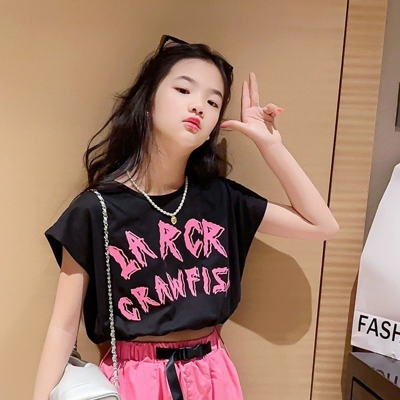 [ Style Si Kecil ] ATASAN T-SHIRT CROP TOP SERUT ANAK PEREMPUAN BAJU CROP TOP ANAK PEREMPUAN 2-10 TA