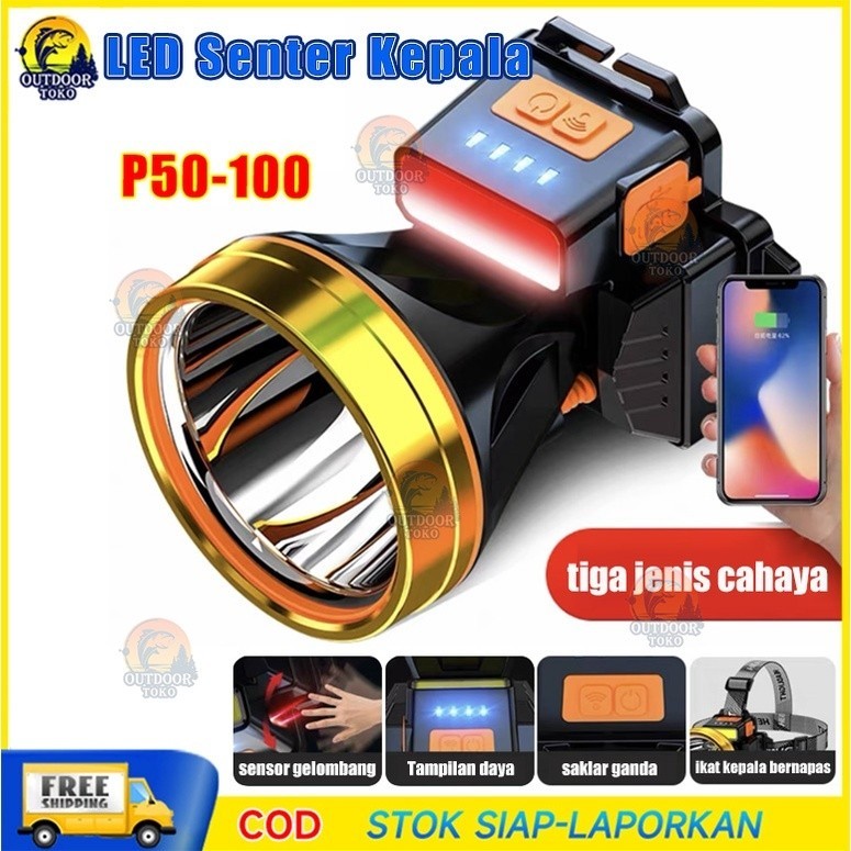 LEBIH TERANG DARI LAMPU MOBIL LANDI SENTER KEPALA LED GLARE 85WATT 5000 LUMENS BISA BATERAI TANAM