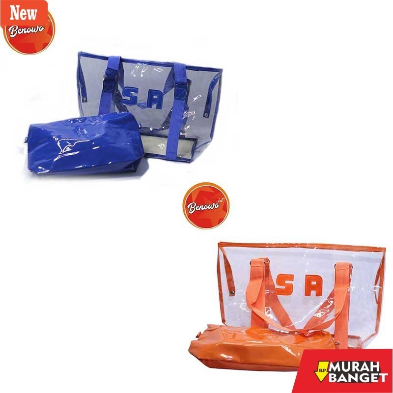 tas jinjing wanita Tas Totebag Wanita Terbaru Kekinian Cantik Model Plastik Transparan dan Kasa Warn