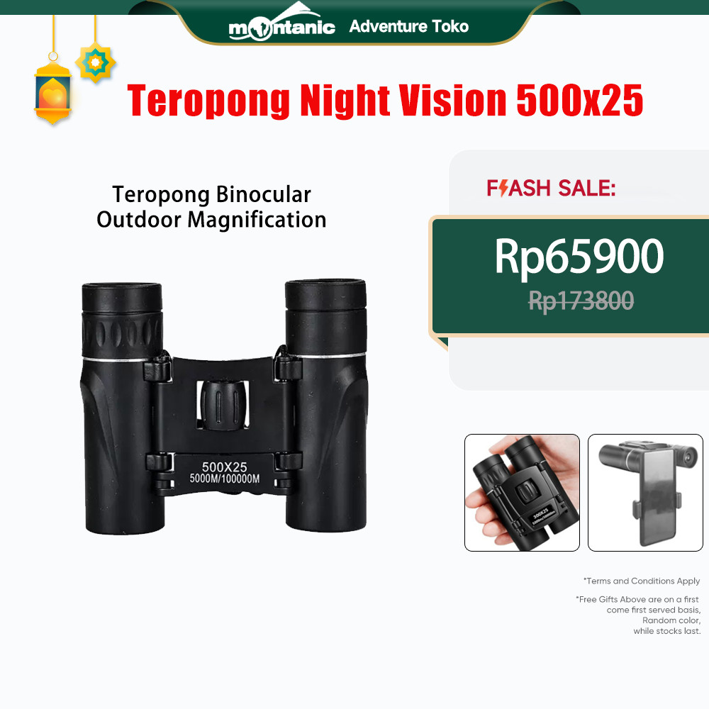 Teropong Binocular 500x25 Teleskop Lensa Ganda Portable Jarak Jauh Compact Zoom Black