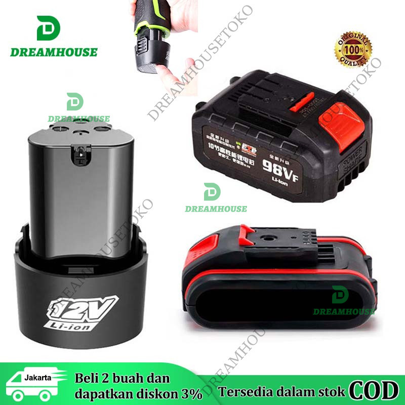 BATERAI LITIUM LI-ION 12V 36V 98V BATERAI BOR ELEKTRIK CORDLESS RECHARGEABLE ATAU CHARGER- BATERAI