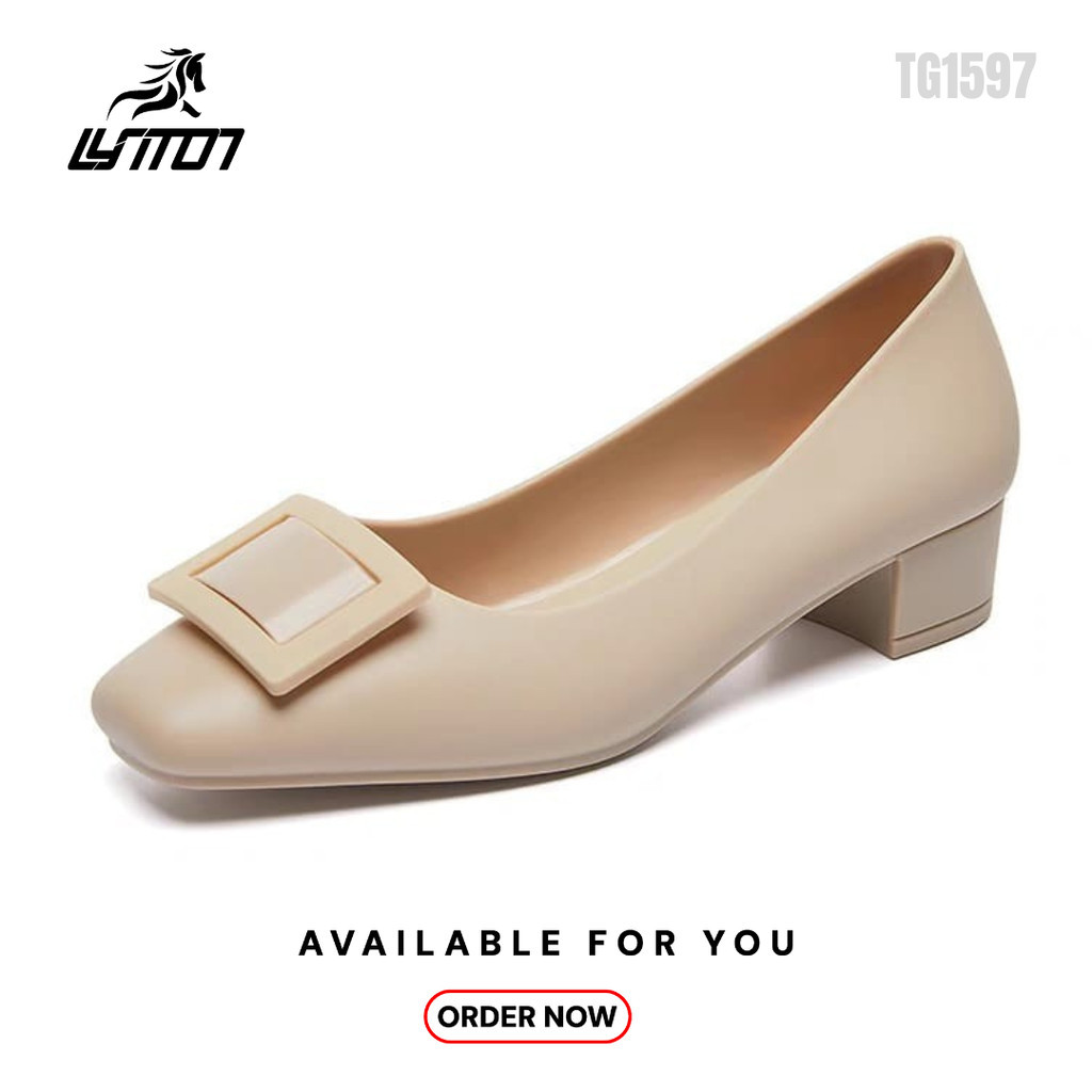 LYT Kai Sepatu Flatshoes Hak Tahu Wanita Sepatu Wedges Wanita Import Bahan Jelly TG1597