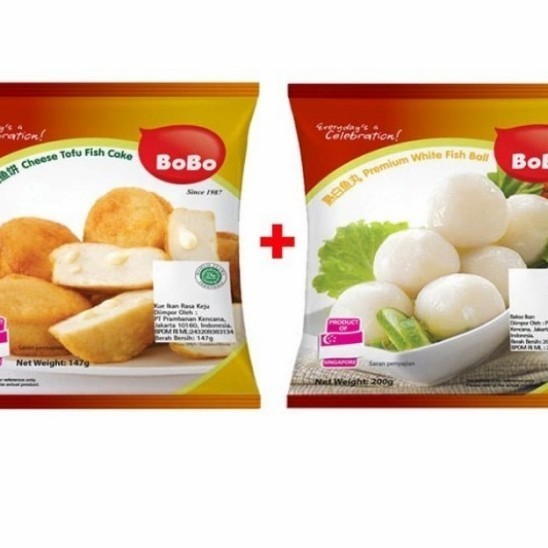 Promo twin pack bobo white fish ball + cheese tofu