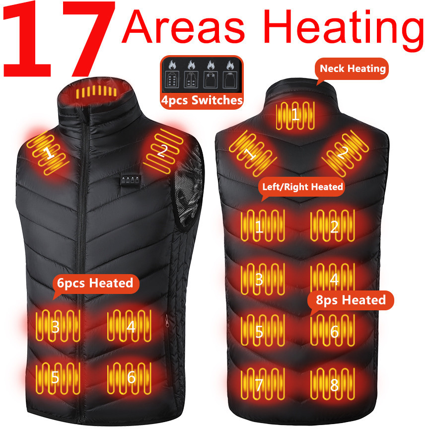 17/13/9 Areas Heated Vest Men Women Electric Heating Vest Usb Heated Jacket Heated Vest Bodywarmer H