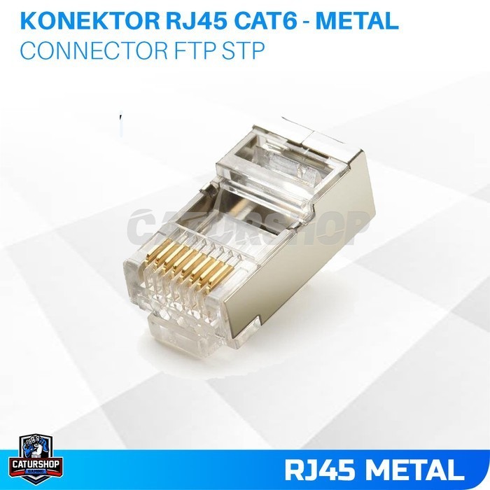 Konektor RJ45 FTP STP Cat 6 Connector RJ 45 Cat6 Besi Metal Outdoor