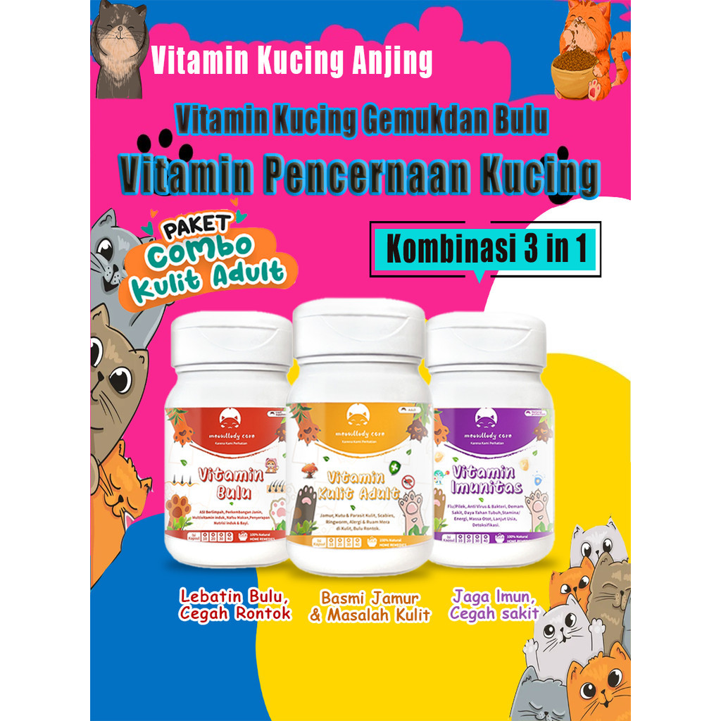 Tiga jenis Vitamin Kucing  vitamin kucing imunitas tubuh vitamin Paket Combo MASALAH KULIT