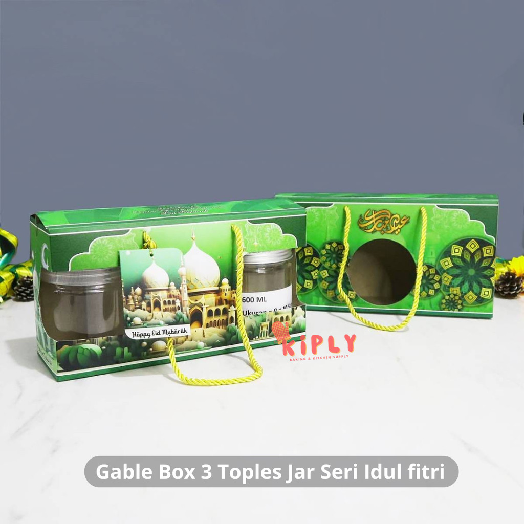 

Gable Box 3 Toples Jar Seri Idul fitri/Dekorasi Idul Fitri/Box Souvenir Hampers Idul Fitri/ Kotak Kue Lebaran
