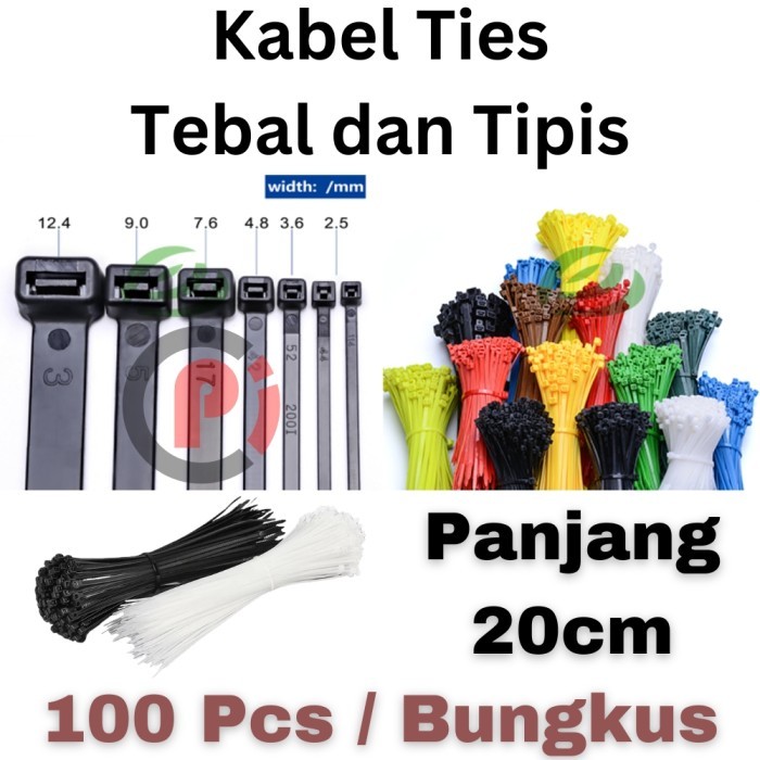 

Kabel Ties TEBAL Ukuran Panjang 3.6mm x 20cm / 2.5mm x 200mm Isi 100 Pcs Nylon Ties Zip Tie Tis Ikat