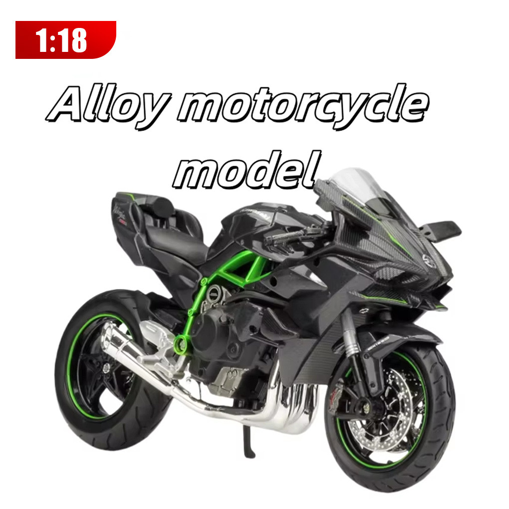Miniatur Motor Ninja Alloy Balap Kawasaki 1:18 Skala Ninja Mainan Anak Miniatur Diecast Motor Balap 