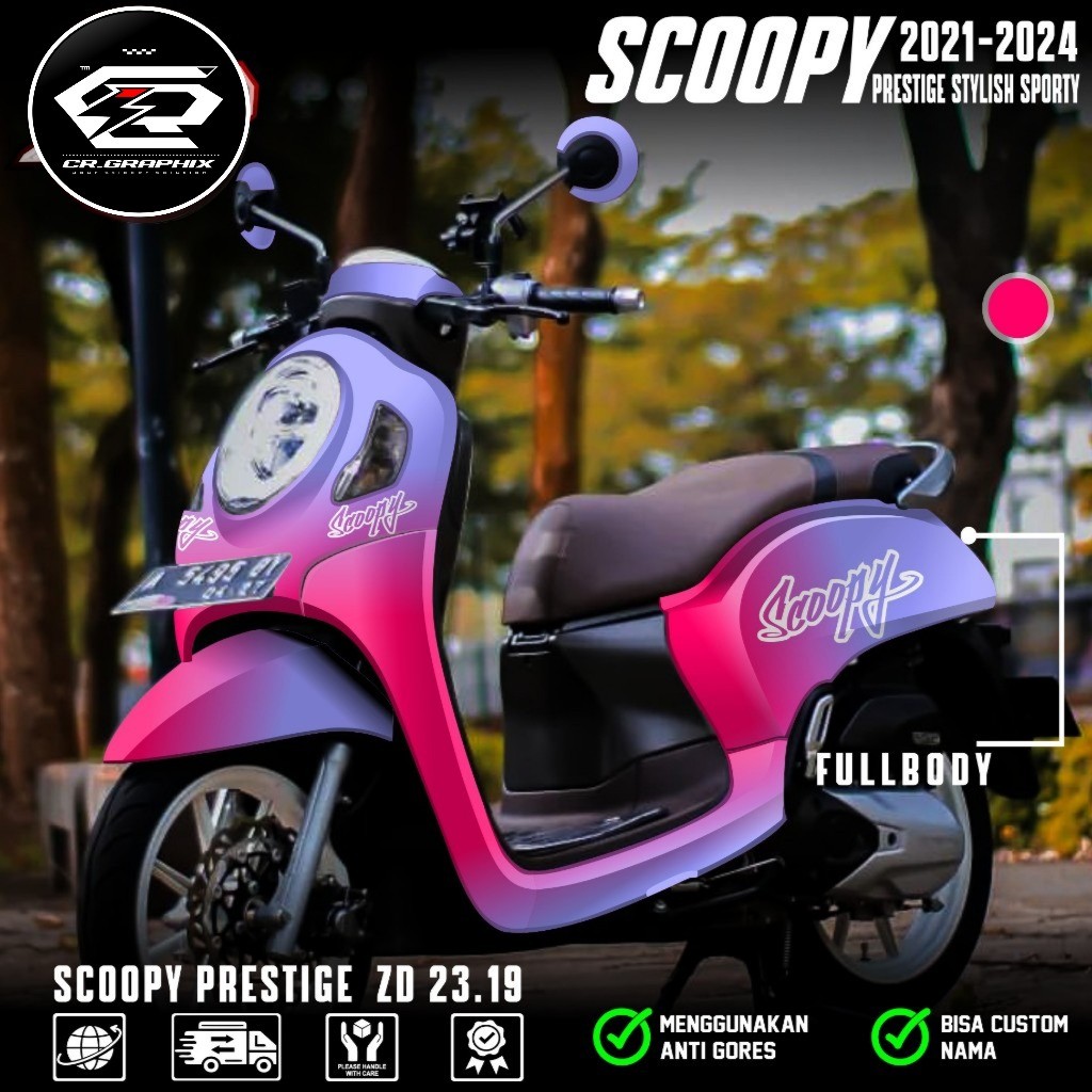 Sticker Motor Scoopy New 2021 2022 2023 2024 Full Body - Sticker Skotlet Variasi New Scoopy Prestige