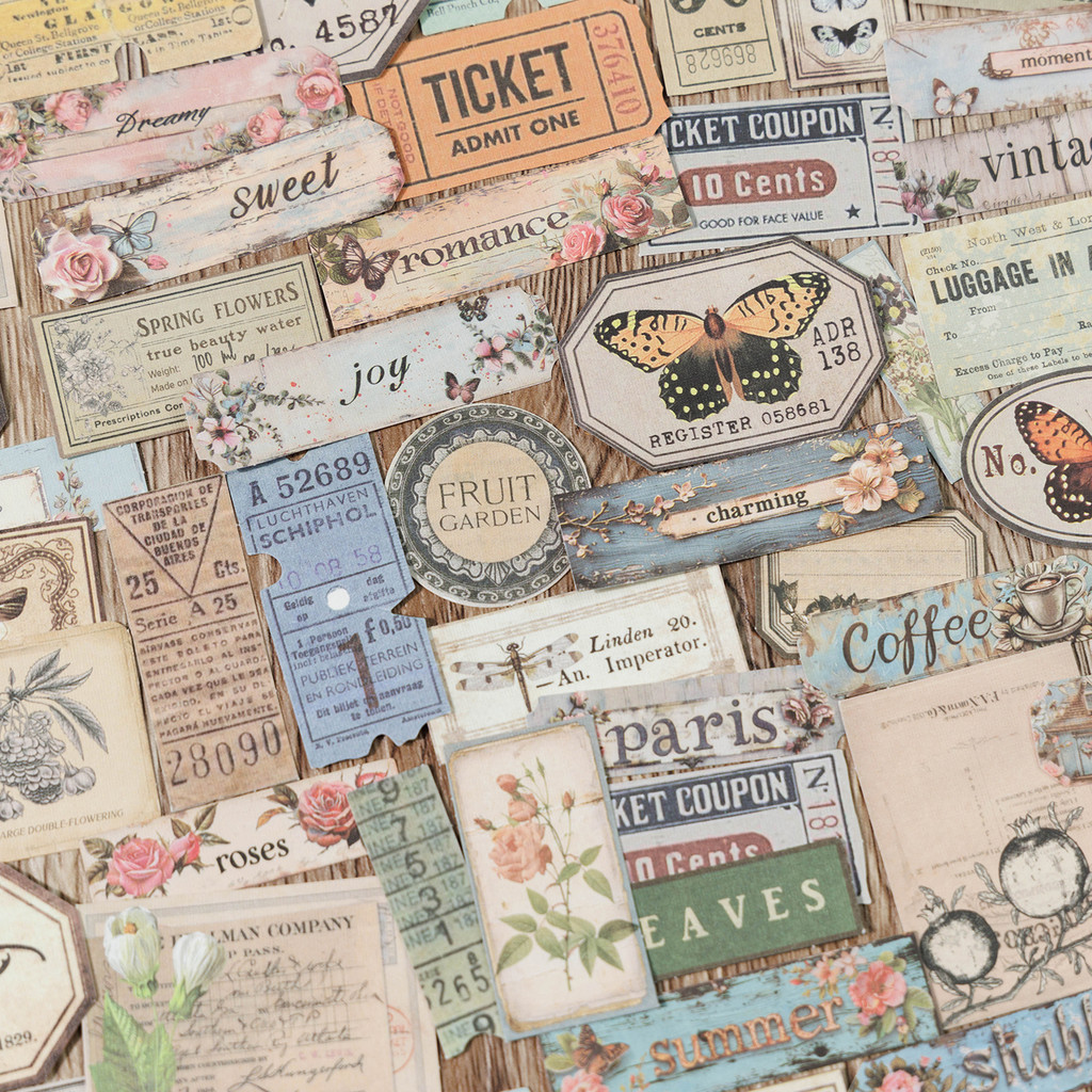 

60 pcs Vintage Label Stickers pack Scrapbooking Collage Decor Journal Stationery School Supplies Stationery Stickers Material