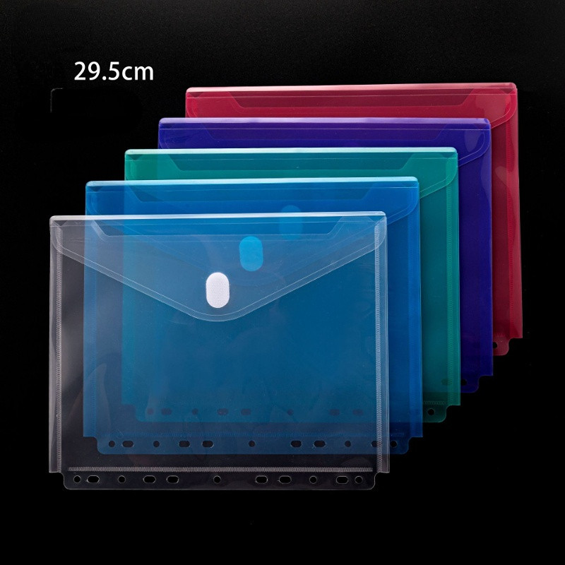 

5PCS 11-Hole Document Bag File Paper Pocket Folder Bag with Hook and Loop Closure for School Office Teacher Supplies Mixed Color