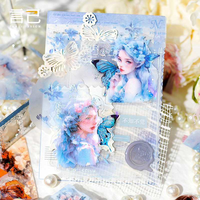 

40pcs/pack Girl PET Stickers Scrapbooking Stickers Stationery Aesthetic Stickers DIY Journaling Collage Material