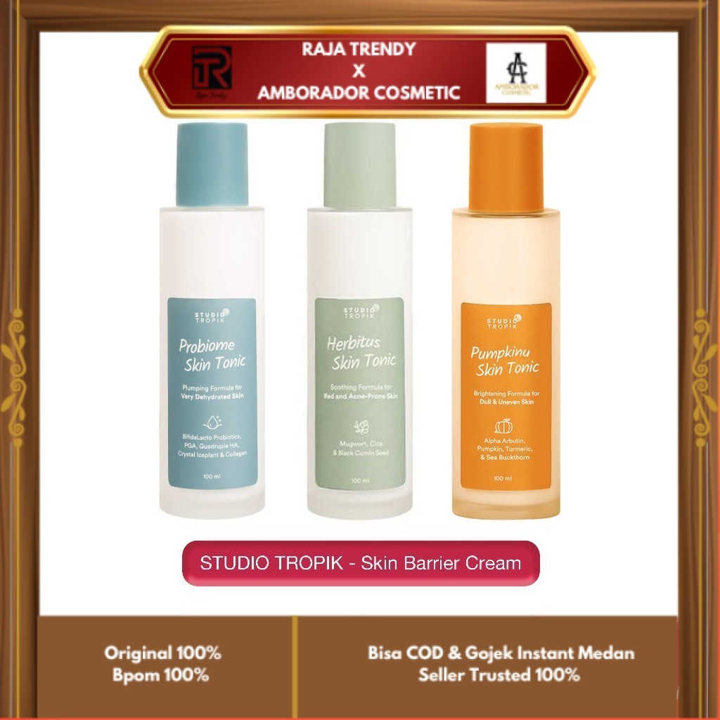 STUDIO TROPIK - SKIN TONIC ( 30 / 100 / 270 ml ) - Toner Probiome / Herbitus / Pumpkinu Menghidrasi 