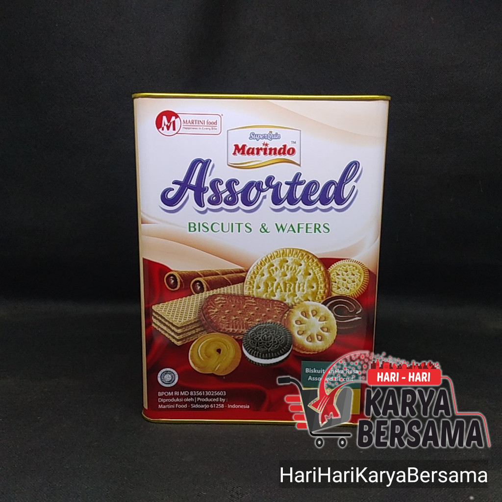 

MAKANAN RINGAN BISKUIT KALENG MARINDO ASSORTED BISCUIT 600GR