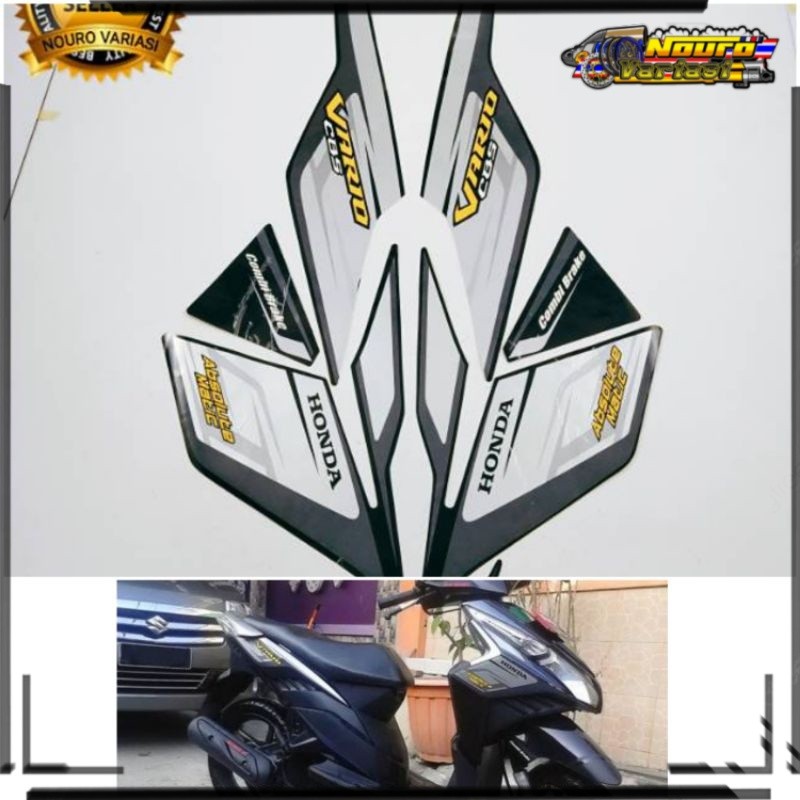 Aksesoris striping honda vario cbs 110 karbu 2009 hitam silver standar stiker motor kualitas terbaik