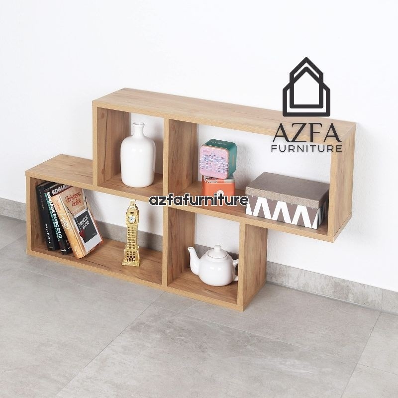 Rak Dinding Ruang Tamu Kayu Solid Minimalis