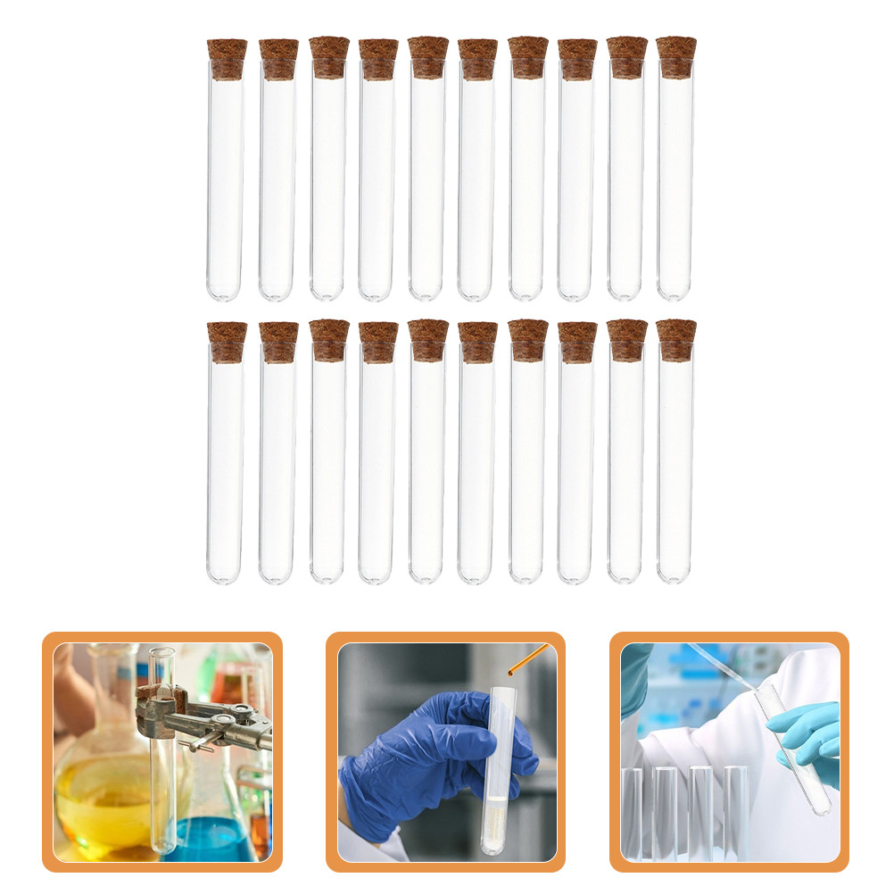 

50 Pcs Storage Tube Bath Salt Test Tubes for Bottle with Lids Cork Laboratory Clear Plastic