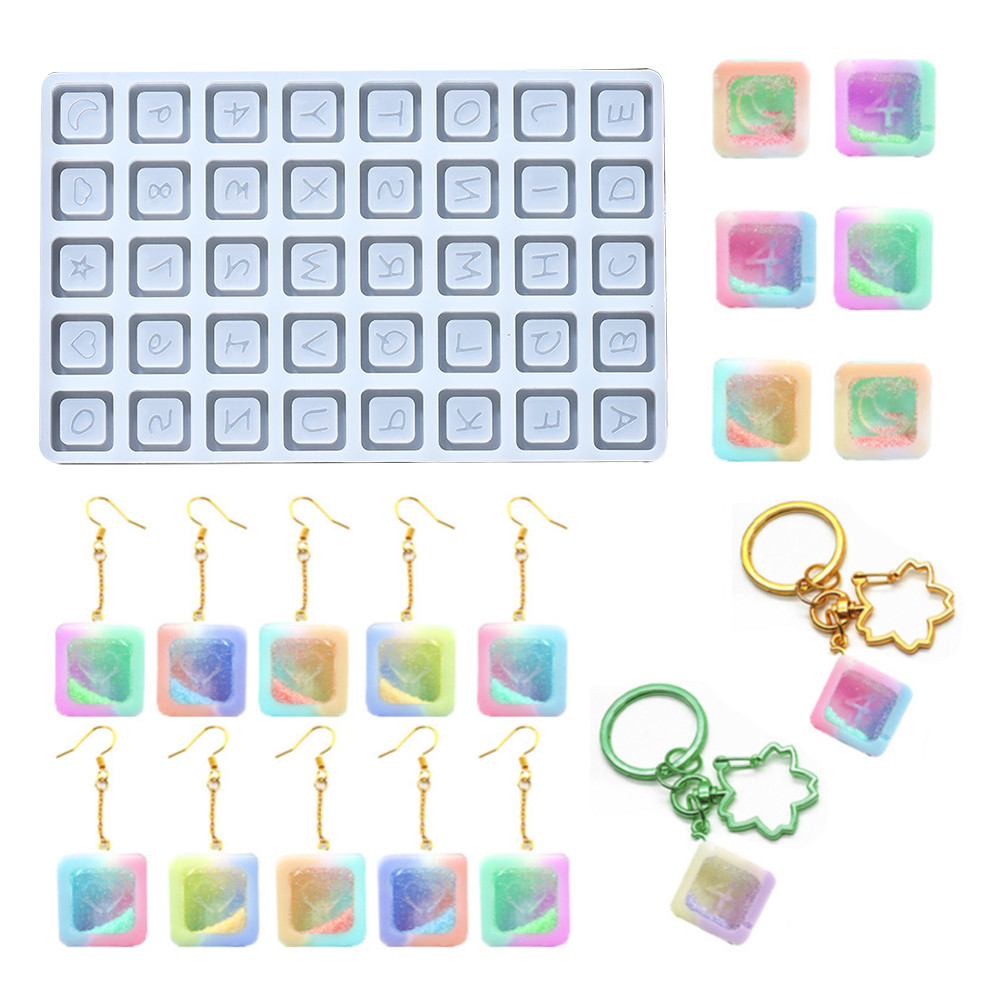 

Letter Number Pendants Quicksand Silicone Mold Earrings Pendant Epoxy Resin Mould for DIY Epoxy Resin Jewelry Making Crafts