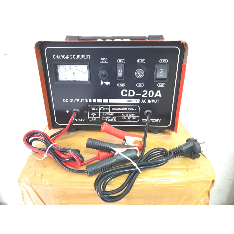 Charger Cas Casan Aki 20a 20amper 20 Ampere 12v & 24v  12volt 24volt Rocia CD-50A Baterai Aki Kering