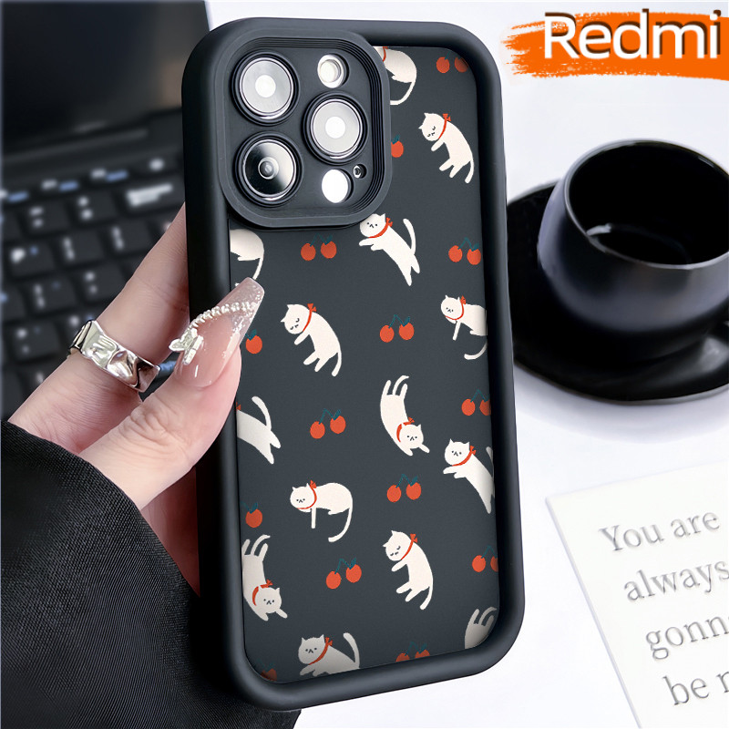 Lucu Kucing Silicone SoftCase Redmi NOTE 13 Pro Redmi 12 13C Xiaomi-POCO-M4 Pro Soft Polos Hitam TPU