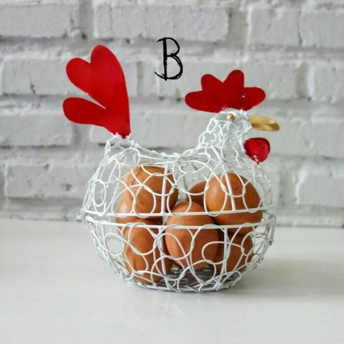 Keranjang Besi Bentuk Ayam tempat penyimpanan Telur tipe B size L 0703