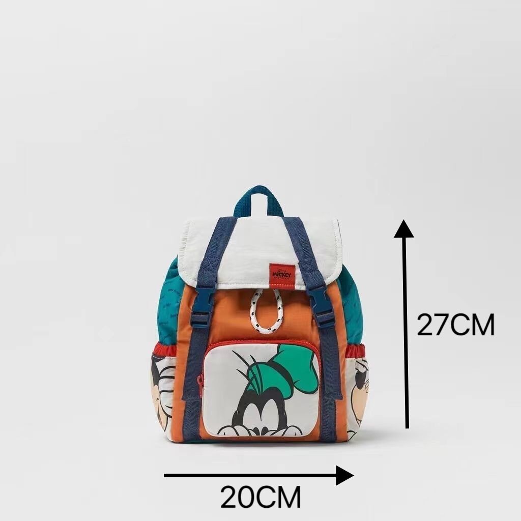

2023 New Children's Bag Disney Donald Duck Mickey Mouse Cartoon Print Kids' Backpack Nylon Skin Contrasting Colors Schoolbags