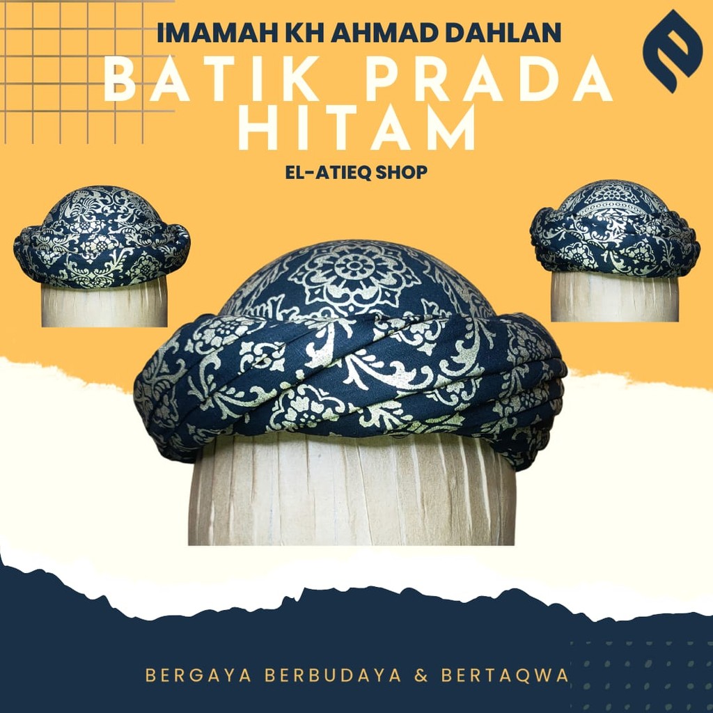 Imamah KH Ahmad Dahlan Motif Batik Prada Hitam