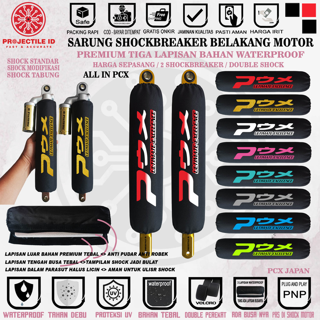 3L SARUNG SHOCKBREAKER MOTOR PCX COVER SOKBREKER NEW PCX 150 PCX 160 PELINDUNG SHOCK BREAKER BELAKAN