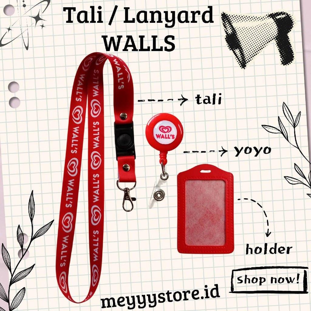 

READYYY Tali Gantungan ID CARD / Lanyard WALLS [STOCK MELIMPAH] Termurahhh Harga Grosir!