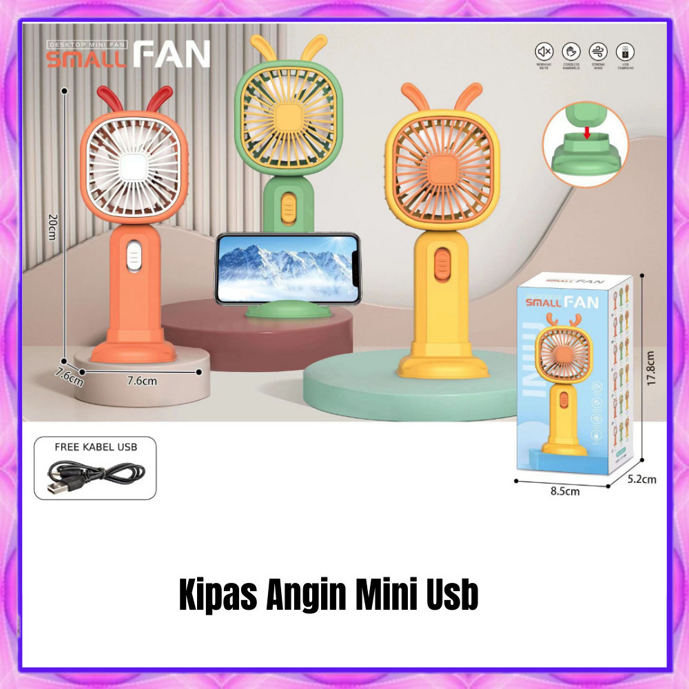 Kipas Angin Mini Usb Small Fan Kipas Genggam Kartun Mini / Kipas Portabel Lucu / Kipas Desktop Mini 