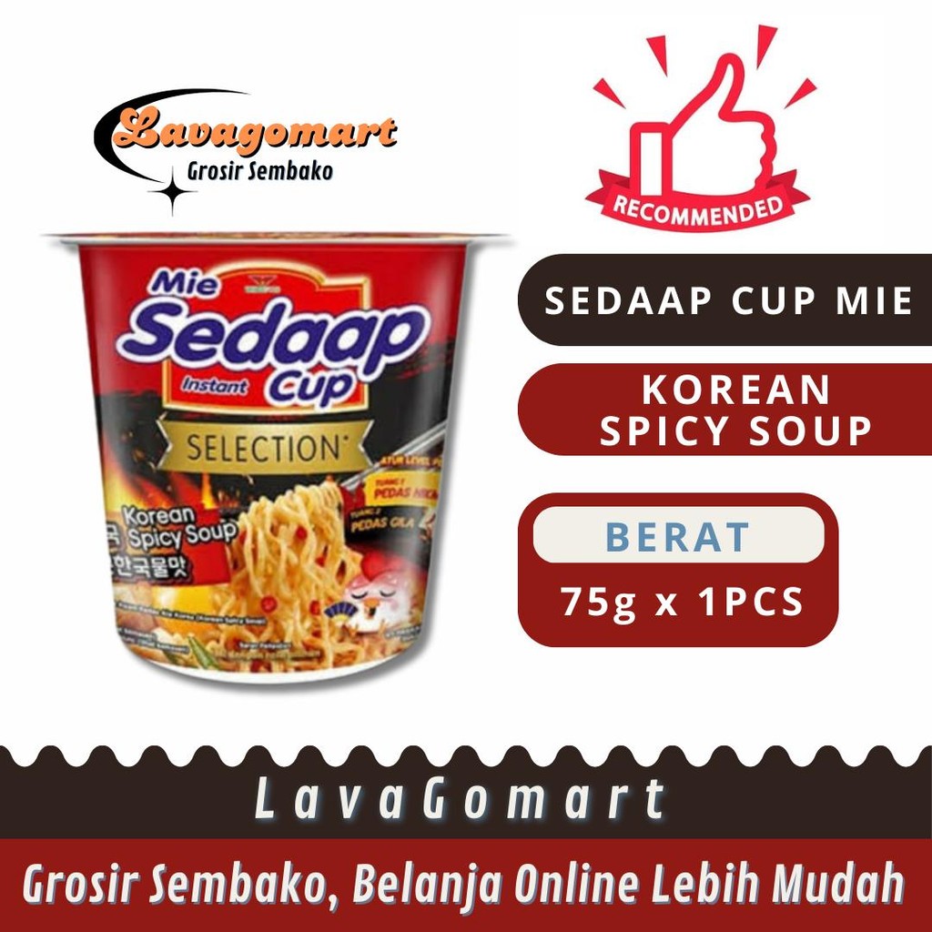 

SEDAAP CUP MIE INSTAN KOREAN SPICY SOUP 75g - 1 PCS - LAVAGOMART - BANDUNG