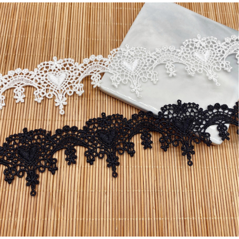 

2 Yards Heart Flower Lace Trim Knitting Wedding Embroidered Lace Diy Patchwork Ribbon Lace Sewing Supplies Crafts 4.2cm