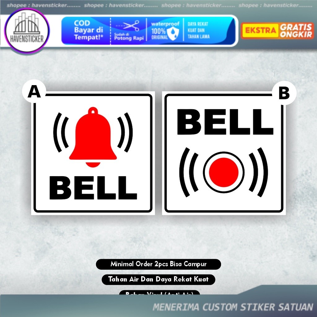 

Sticker bell rumah - sign sticker bell - stiker bell - bell rumah