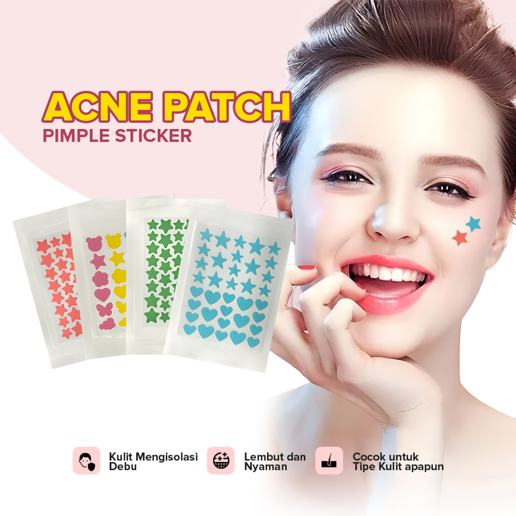 

Stiker jerawat acne patch lucu bentuk hati dan bintang warna-warni