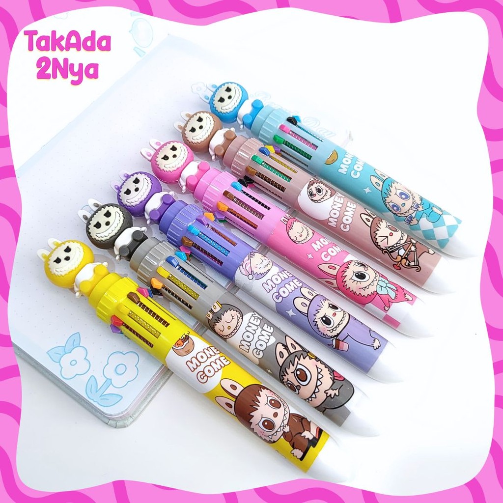 

Pena 10 Warna Labubu PC-1544 Pen Bolpen Pulpen Tinta Warna Warni Alat Tulis