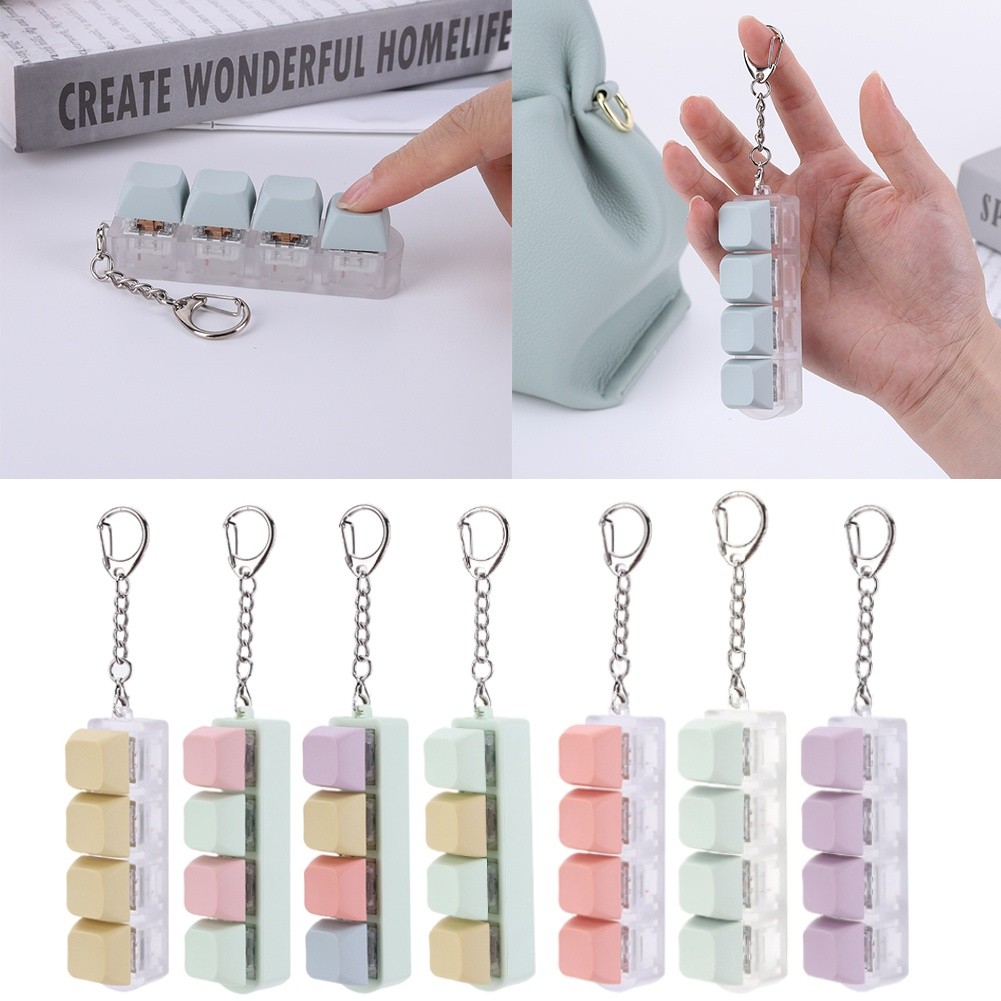 

4 Keys Mechanical Keyboard Axis Tester DIY Keycaps Stress Relief Toy Finger Calming Fidget Keyborad Button Office Toy Keychain