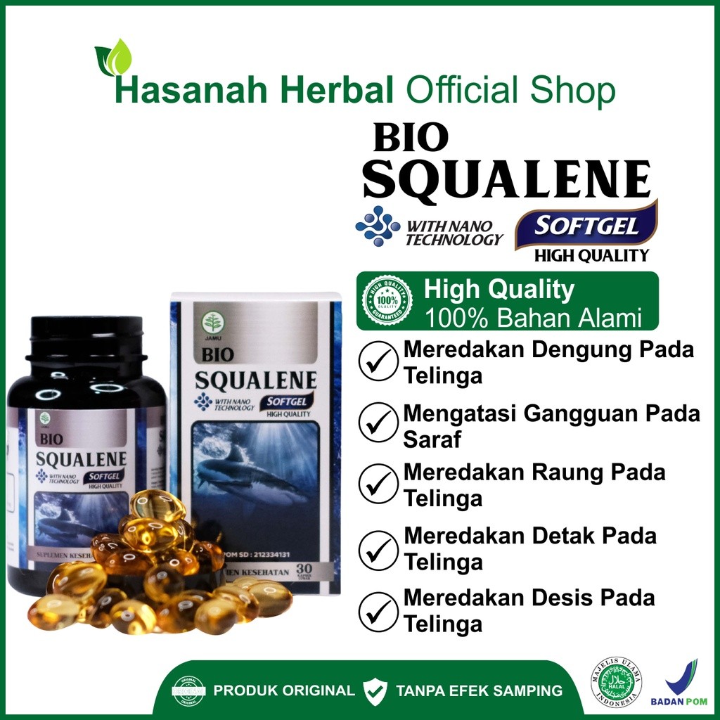 Obat Tinnitus Telinga Berdenging Ganggunan Saraf Pendengaran Bio Squalene Softgel High Quality