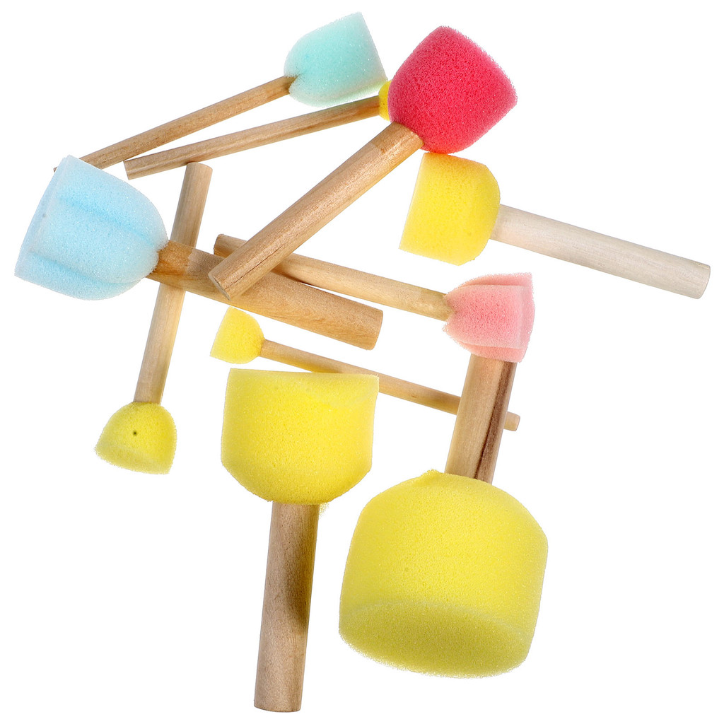 

10 Pcs Paint Brush Round DIY Painting Tool Sponges Foam Face Drawing Wood for Kids Toddler Child Circle Template