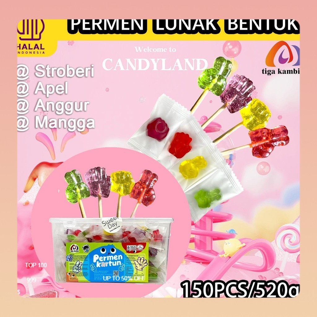 

[HALAL]520g/Box Snack Viral Permen Jelly Jajan Kekinian Permen Lunak Bentuk Kartun Rasa Apel Stroberi Anggur Mangga
