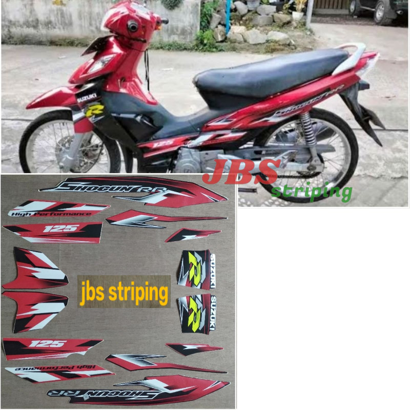Striping stiker list body Suzuki Shogun RR 125 Merah Hitam Tahun 2008