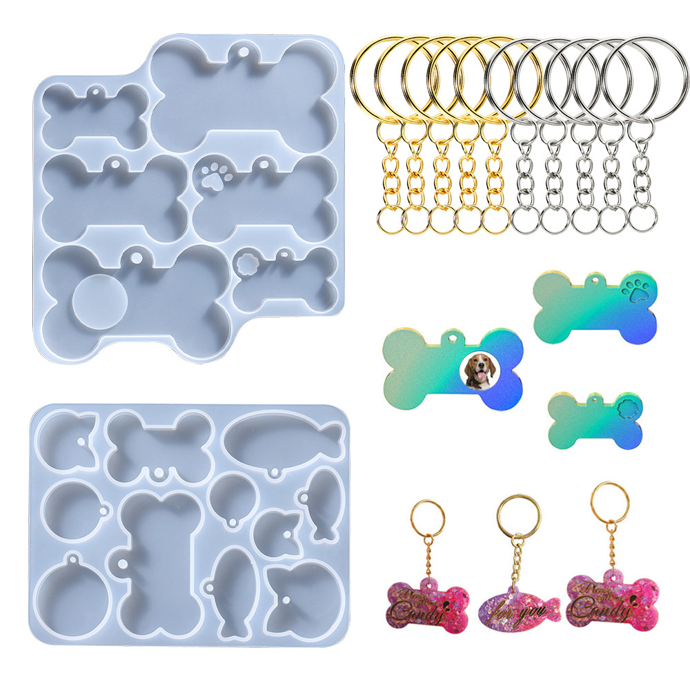 

Dog Cat Tag Silicone Mold Dog Bone Shape Epoxy Resin Mould for DIY Pets Key Chain Necklace Pendants Epoxy Resin Molds Crafts