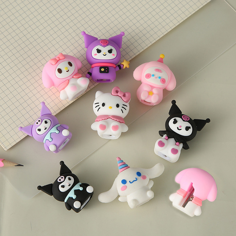 

10/20pcs Sanrio Eraser Pencil Sharpener Hello Kitty Kuromi Cinnamoroll Melody Student Stationery Kids School Supplies Wholesale