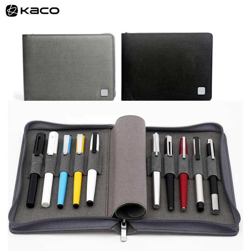 

KACO ALIO Pen Storage Bag For 10 pens zipper warterproof pen storage bag Black Pen Case Holder Storage Pouch Pencil