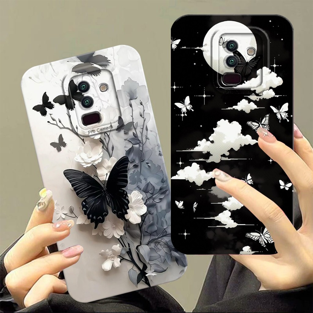 Soft TPU Case Samsung A6 PLus J8 J4 J4 Plus Case Pelindung Camera Motif Kupu Kupu