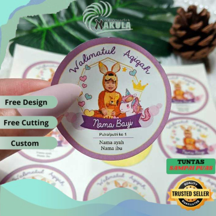 

NKL 9-15 Cetak Sticker Aqiqah Anak Bayi Label Kikah Stiker Bulat Akikah Free Desain Uk.Besar